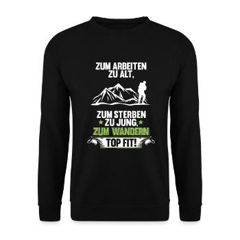 Wandern Natur Rentner Wanderer Geschenk - Unisex Pullover - Schwarz - Vorne - Alina (178cm) & Michal (187cm)