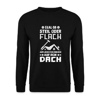 Lustiges Dachdecker Zimmermann Spengler Geschenk - Unisex Pullover - Schwarz - Vorne - Alina (178cm) & Michal (187cm)