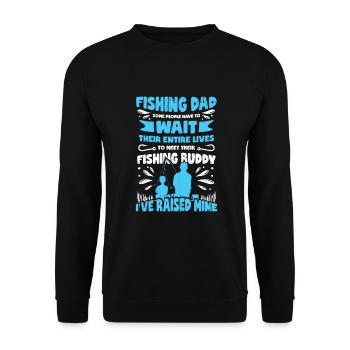 Angler Dad Fishing Father Son Gift - Unisex Sweatshirt - black - Front - Alina (178cm) & Michal (187cm)