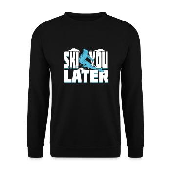 Lustiges Ski Skifahrer Skilehrer Geschenk - Unisex Pullover - Schwarz - Vorne - Alina (178cm) & Michal (187cm)