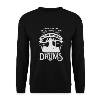 Drums Music Musician Drummer Gift - Unisex Sweatshirt - black - Front - Alina (178cm) & Michal (187cm)