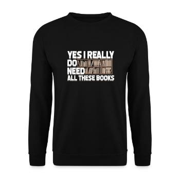 Funny Reading Book Book Bookshelf Reader Gift - Unisex Sweatshirt - black - Front - Alina (178cm) & Michal (187cm)