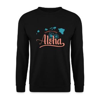 Sommer In Hawaii Aloha Island Hibiskus - Unisex Pullover - Schwarz - Vorne - Alina (178cm) & Michal (187cm)