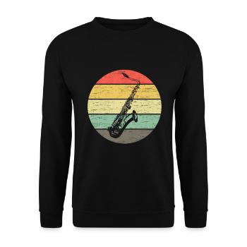 Saxophone - Sax Vintage - Unisex Pullover - Schwarz - Vorne - Alina (178cm) & Michal (187cm)