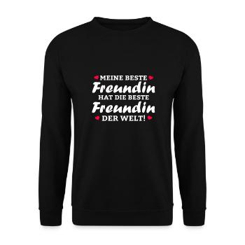 Meine beste Freundin hat die beste Freundin - Unisex Pullover - Schwarz - Vorne - Alina (178cm) & Michal (187cm)