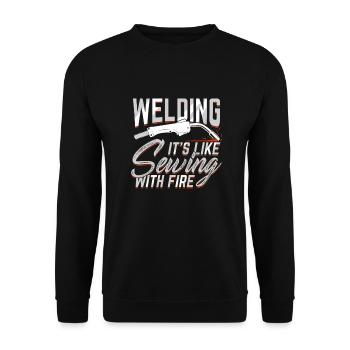 Welding Welding Expert Welder Gift - Unisex Sweatshirt - black - Front - Alina (178cm) & Michal (187cm)