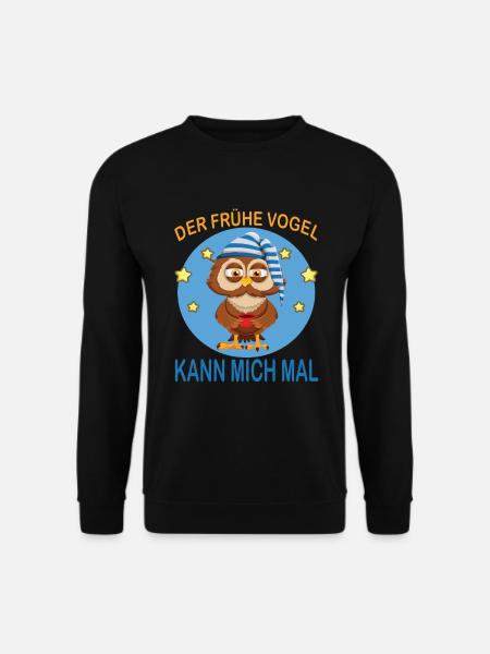 Frühe Vogel kann mich mal Eule Kaffee Morgenmuffel - Unisex Pullover - Schwarz