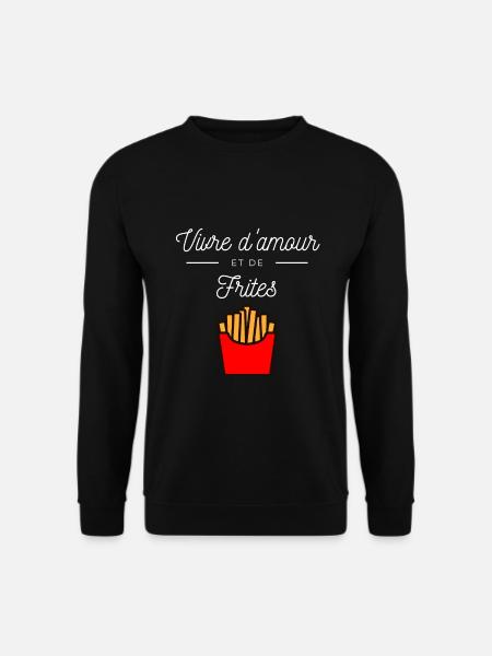 Vivre D'Amour Et De Frites - Sweat-shirt Unisexe - noir