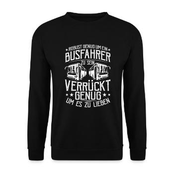 Buschauffeur Robust Genug Busfahrer Outfit - Unisex Pullover - Schwarz - Vorne - Alina (178cm) & Michal (187cm)