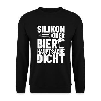 Fliesenleger Profi Hauptsache Dicht Plattenleger - Unisex Pullover - Schwarz - Vorne - Alina (178cm) & Michal (187cm)