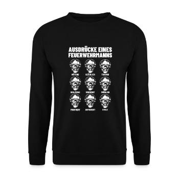 Feuerwehrhelm Ausdrücke Feuerwehr Kleidung - Unisex Pullover - Schwarz - Vorne - Alina (178cm) & Michal (187cm)