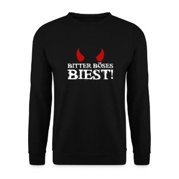 Bitter Böses Biest Lustig Fun Humor Zicke Teufel - Unisex Pullover - Schwarz - Vorne - Alina (178cm) & Michal (187cm)