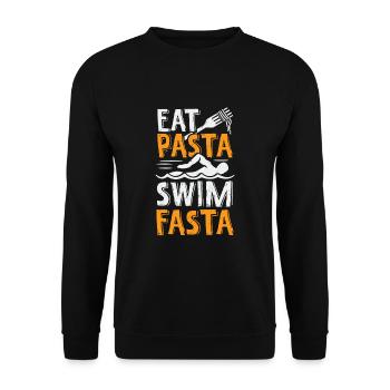 Schwimmen Pasta Nudeln Sport Schwimmer Geschenk - Unisex Pullover - Schwarz - Vorne - Alina (178cm) & Michal (187cm)