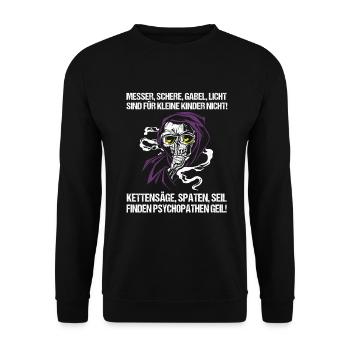 Cooler Spruch Psychopathen Lustig Statement - Unisex Pullover - Schwarz - Vorne - Alina (178cm) & Michal (187cm)