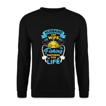 Fishing partner couple man woman gift - Unisex Sweatshirt - black - Front - Alina (178cm) & Michal (187cm)