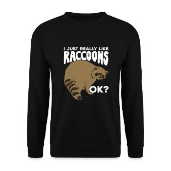 Raccoon animal keeper gift - Unisex Sweatshirt - black - Front - Alina (178cm) & Michal (187cm)