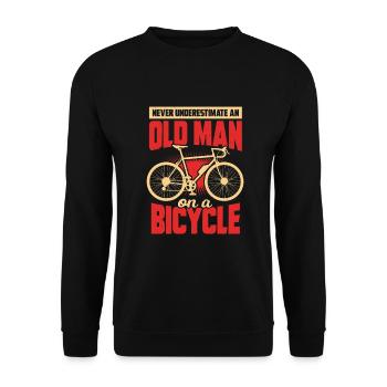 Old man cyclist bike grandpa gift - Unisex Sweatshirt - black - Front - Alina (178cm) & Michal (187cm)