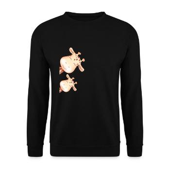 Maman Girafe Bébé Girafe - Protégez girafes - Sweat-shirt Unisexe - noir - Devant - Alina (178cm) & Michal (187cm)