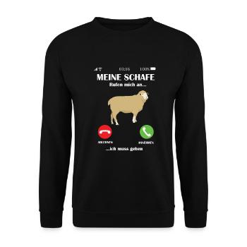 Meine Schafe rufen an - bauernhof Landwirt Geschen - Unisex Pullover - Schwarz - Vorne - Alina (178cm) & Michal (187cm)