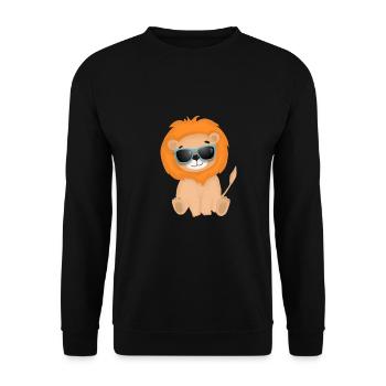 Sweet lion with sunglasses - Unisex Sweatshirt - black - Front - Alina (178cm) & Michal (187cm)