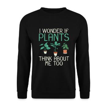 I wonder if Plants think about me too - Unisex Pullover - Schwarz - Vorne - Alina (178cm) & Michal (187cm)