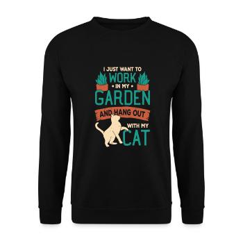Garden Plants Gardening Cat Gardener Gift - Unisex Sweatshirt - black - Front - Alina (178cm) & Michal (187cm)