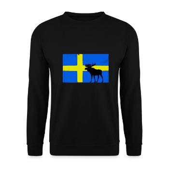 Elch Schweden Flagge - Unisex Pullover - Schwarz - Vorne - Alina (178cm) & Michal (187cm)