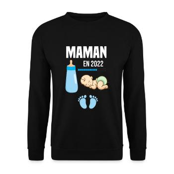 Cadeau De Grossesse Maman En 2022 - Sweat-shirt Unisexe - noir - Devant - Alina (178cm) & Michal (187cm)
