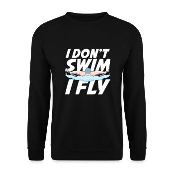 Swimming Butterfly Sport Swimmer Gift - Unisex Sweatshirt - black - Front - Alina (178cm) & Michal (187cm)