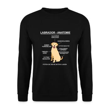 Anatomie eines Labradors - Labrador Hundebesitzer - Unisex Pullover - Schwarz - Vorne - Alina (178cm) & Michal (187cm)