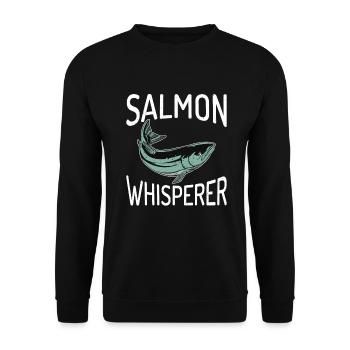 Salmon Whisperer Angler Angeln - Unisex Pullover - Schwarz - Vorne - Alina (178cm) & Michal (187cm)