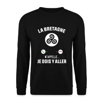 Cadeau La Bretagne M'appelle Je Dois Y'aller - Sweat-shirt Unisexe - noir - Devant - Alina (178cm) & Michal (187cm)