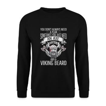 An Axe and a Viking Beard - Unisex Pullover - Schwarz - Vorne - Alina (178cm) & Michal (187cm)