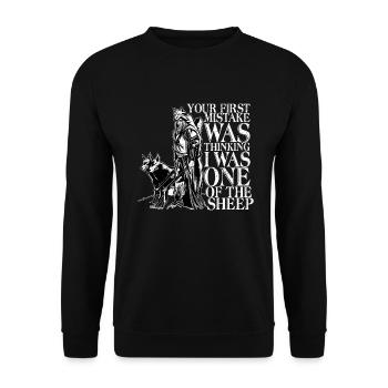 Cooler Spruch Wikinger Valhalla Odin Thor - Unisex Pullover - Schwarz - Vorne - Alina (178cm) & Michal (187cm)