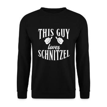This Guy loves Schnitzel - Unisex Sweatshirt - black - Front - Alina (178cm) & Michal (187cm)