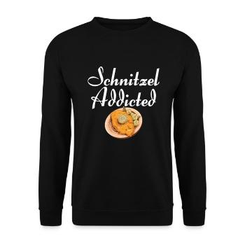 Schnitzel Addicted - Unisex Pullover - Schwarz - Vorne - Alina (178cm) & Michal (187cm)
