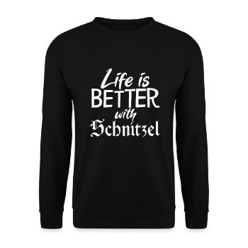 Life is better with schnitzel - Unisex Sweatshirt - black - Front - Alina (178cm) & Michal (187cm)