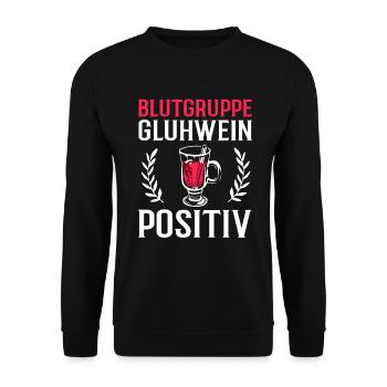 Blutgruppe Glühwein Positiv Weihnachtsdesign - Unisex Pullover - Schwarz - Vorne - Alina (178cm) & Michal (187cm)