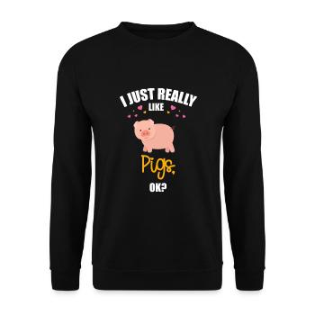 I just really like pigs - Cochon doux - Sweat-shirt Unisexe - noir - Devant - Alina (178cm) & Michal (187cm)