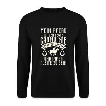 Lustiger Pferdespruch - Unisex Pullover - Schwarz - Vorne - Alina (178cm) & Michal (187cm)