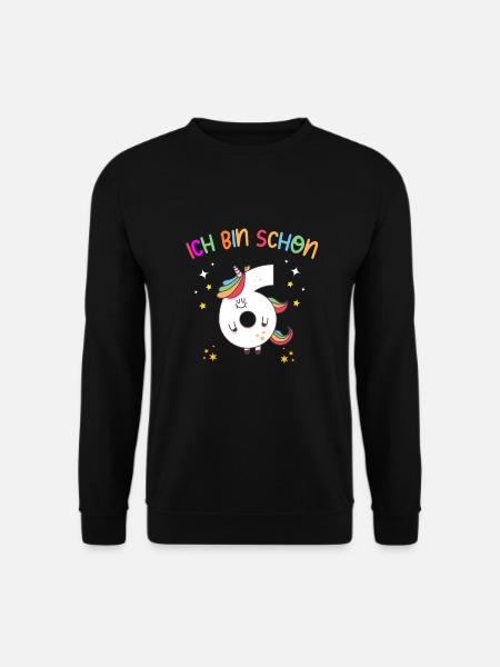 bin schon 6 - 6. Geburtstag Junge Mädchen einhorn - Unisex Pullover - Schwarz