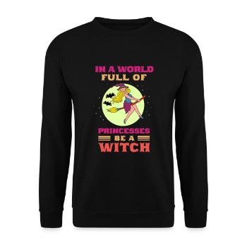 World full of princesses be a witch - Halloween - Unisex Pullover - Schwarz - Vorne - Alina (178cm) & Michal (187cm)
