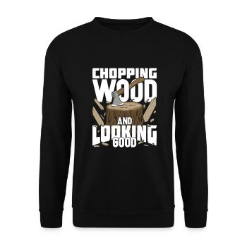 Bois Faire hacher hache hache forestier cadeau - Sweat-shirt Unisexe - noir - Devant - Alina (178cm) & Michal (187cm)