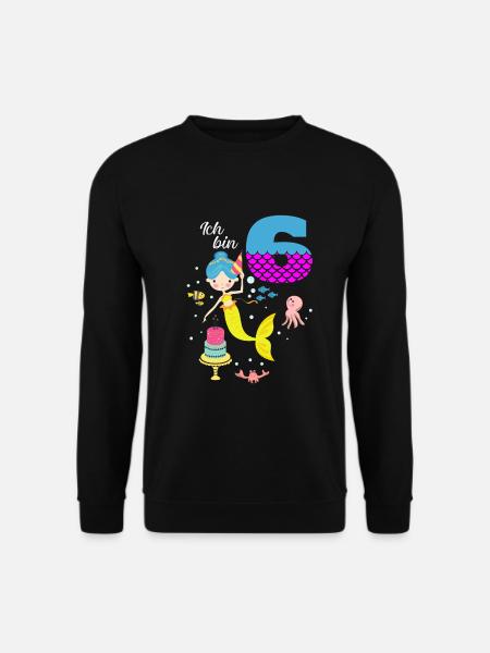 Ich bin 6 - Meerjungfrau 6. Geburtstag - Unisex Pullover - Schwarz