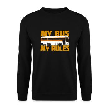 Bus Busfahrer Regeln Schulbusfahrer Geschenk - Unisex Pullover - Schwarz - Vorne - Alina (178cm) & Michal (187cm)