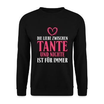 Die Liebe zwischen Tante und Nichte ist für immer - Unisex Pullover - Schwarz - Vorne - Alina (178cm) & Michal (187cm)