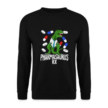 Apotheke T-Rex Pharmazie Apotheker Geschenk - Unisex Pullover - Schwarz - Vorne - Alina (178cm) & Michal (187cm)