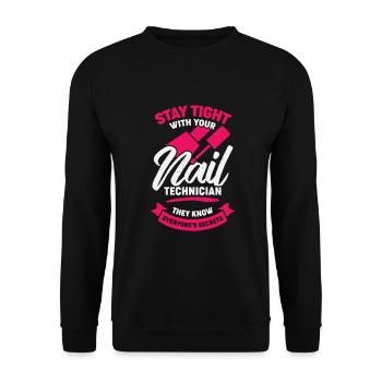 Nagelstudio Job Beruf Nageldesignerin Geschenk - Unisex Pullover - Schwarz - Vorne - Alina (178cm) & Michal (187cm)