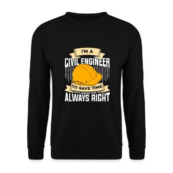 Génie civil Profession Ingénieur civil Cadeau - Sweat-shirt Unisexe - noir - Devant - Alina (178cm) & Michal (187cm)