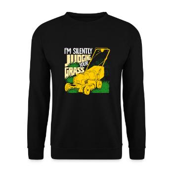 Drôle tondeuse à gazon Tondeuse à gazon Gardener Cadeau - Sweat-shirt Unisexe - noir - Devant - Alina (178cm) & Michal (187cm)